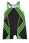 Girls' Swimsuit Jumpsuit with Shorts , Stretch Fabric , Green, Digitally Printed Swimsuit
