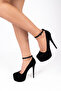 7-9150 16cm Thin Heel Black Suede Bridal And Evening Dress Shoes