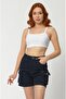 Whatsup Cargo Pocketed Denim Women's Shorts - Navy Blue - 2