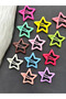 Mini Women Kids Baby Star Patterned Gift Pastel and Bright Models Metal Buckle Set of 6 3*3cm - 2