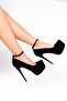 7-9150 16cm Thin Heel Black Suede Bridal And Evening Dress Shoes - 2