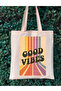 Rainbow Retro Good Vibes Retro Vintage Tote Bag Cloth Bag