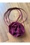 Şifon Bordo Gül Choker - 4