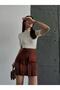 Women's Bitter Brown Cargo Pocket Detailed Pleated Mini Skirt - 3