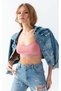 Sports bra with pads, rib, combed cotton - 2