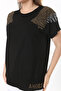 Women's Plus Size Black Angels Stone Detailed Short Sleeve Blouse 65N37675 - 4