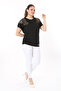 Women's Plus Size Black Angels Stone Detailed Short Sleeve Blouse 65N37675 - 7