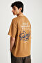 Roklen Men's 100% Cotton Crew Neck Printed Brown T-Shirt - 2