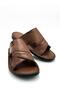 Genuine Real Leather Men's Slippers Lightweight Slippers Leather Syringe Brown - 2