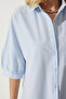 Women's Sky Blue Balloon Sleeve Poplin Shirt DD01308 - 5