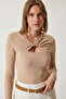 Women's Biscuit Cut Out Detailed Ribbed Knitted Blouse SF00005 - 3
