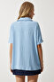 Women's Sky Blue Polo Neck Knitted Crinkle Blouse DD01299 - 6