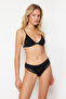 Black Mesh Detailed High Waist Regular Bikini Bottom TBESS24BA00143 - 3