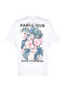 Ekru %100 Pamuk Sırt ve Ön Baskılı Oversize/Geniş Kesim Örme T-Shirt TWOSS24TS00183 - 8