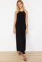 Black Abstract Halter Neck A-line/Bell Opening Stretchy Maxi Knitted Pencil Dress TWOSS24EL00558 - 4