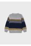Boy's Sweater-Grey-Navy Blue - 3