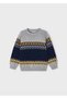 Boy's Sweater-Grey-Navy Blue - 2