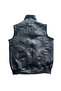 Patchwork Inside Fur-Outside Suede Genuine Leather Collared Vest with Piping and Knitwear Detail - 3
