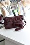 Women's Claret Red Patent Leather Cross Zipper Shoulder Bag - 3