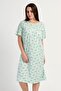Women's Large Size Short Sleeve Green Nightgown C8T8N3161