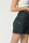 Whatsup Cargo Pocketed Denim Women's Shorts - Green - 7
