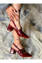 MIA Claret Red Patent Leather 3-Buckle Heeled Sandals - 6