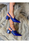 MİA COBALT BLUE Patent Leather 3 BUCKLE HEELED SANDALS - 4