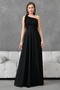 Glitter Fabric One Shoulder Asymmetric Collar Lined Maxi Length Black Evening Dress Graduation Dress 38995