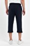 Men's Navy Blue Bermuda Knee Length Capri Long Shorts with Side Pockets and Adjustable Elastic Waist - 6