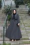 WOMEN'S TESETURES FRONT BUTTON DETAIL SLEEVE ELASTIC AND STRIPED CASHCORSE DRESS