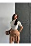 Women's Camel Cargo Pocket Detailed Pleated Mini Skirt - 3