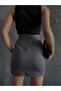 Women's Gray Cargo Pocket Detailed Pleated Mini Skirt - 2