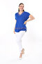 Women's Large Size Saxe Stone Detailed V-Neck Short Sleeve Blouse 65N37673 - 5