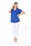 Women's Large Size Saxe Stone Detailed V-Neck Short Sleeve Blouse 65N37673 - 6