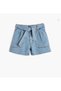 Denim Shorts with Belt Detail Pockets Soft Elastic Waist