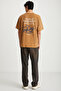 Roklen Men's 100% Cotton Crew Neck Printed Brown T-Shirt - 6