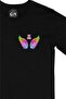 Fly to Your Dreams Colorful Winged Pocket Logo Design Black T-Shirt - 2