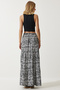 Women's White Black Floral Patterned Flounce Viscose Skirt DD01310 - 5