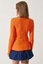 Women's Orange Cut Out Detailed Ribbed Knitted Blouse SF00005 - 7