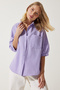 Women's Lilac Balloon Sleeve Poplin Shirt DD01308 - 2