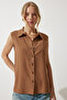 Women's Medium Brown Sleeveless Viscose Shirt TO00129 - 4