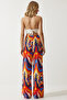 Women's Orange Patterned Kimono Palazzo Pants Set EN00614 - 11