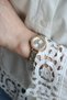 Gold & Gray Steel Cord Zircon Stone Roman Numeral Women's Wristwatch - 3