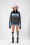 Washed Black Thrasher Flam Printed Oversize Unisex Hoodie - 3