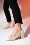 SCOTS Cream Women's Thick Heeled Shoes - 5