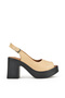 , Women's Genuine Leather Heeled Sandals 141992Z28003 Beige