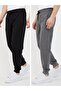 Black Anthracite 2-Piece Men's Sweatpants with Leg Ribbed Pocket Zipper Detail