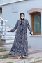 WOMEN'S TESETURY FRONT COLLAR TASSEL AND ARM END RUBBER DETAIL WOVEN VISKOSE FABRIC STYLISH PATTERNED DRESS - 4
