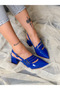 MİA COBALT BLUE Patent Leather 3 BUCKLE HEELED SANDALS - 3