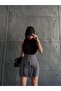 Women's Gray Cargo Pocket Detailed Pleated Mini Skirt - 3